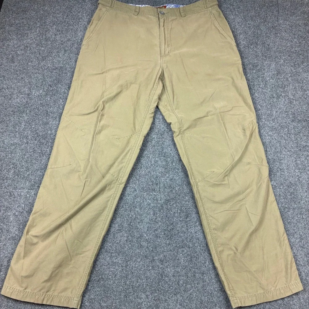 Horny Toad Mens Size 36x31 Khaki Herringbone Chino Pants Cotton Nylon Outdoor